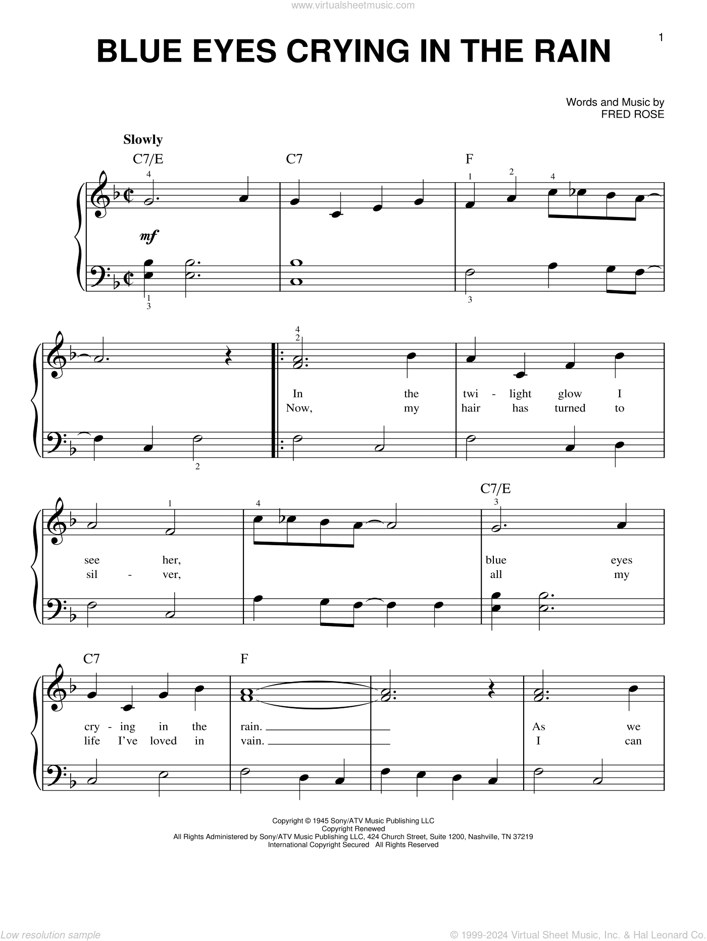 Blue Eyes Crying In The Rain, (beginner)