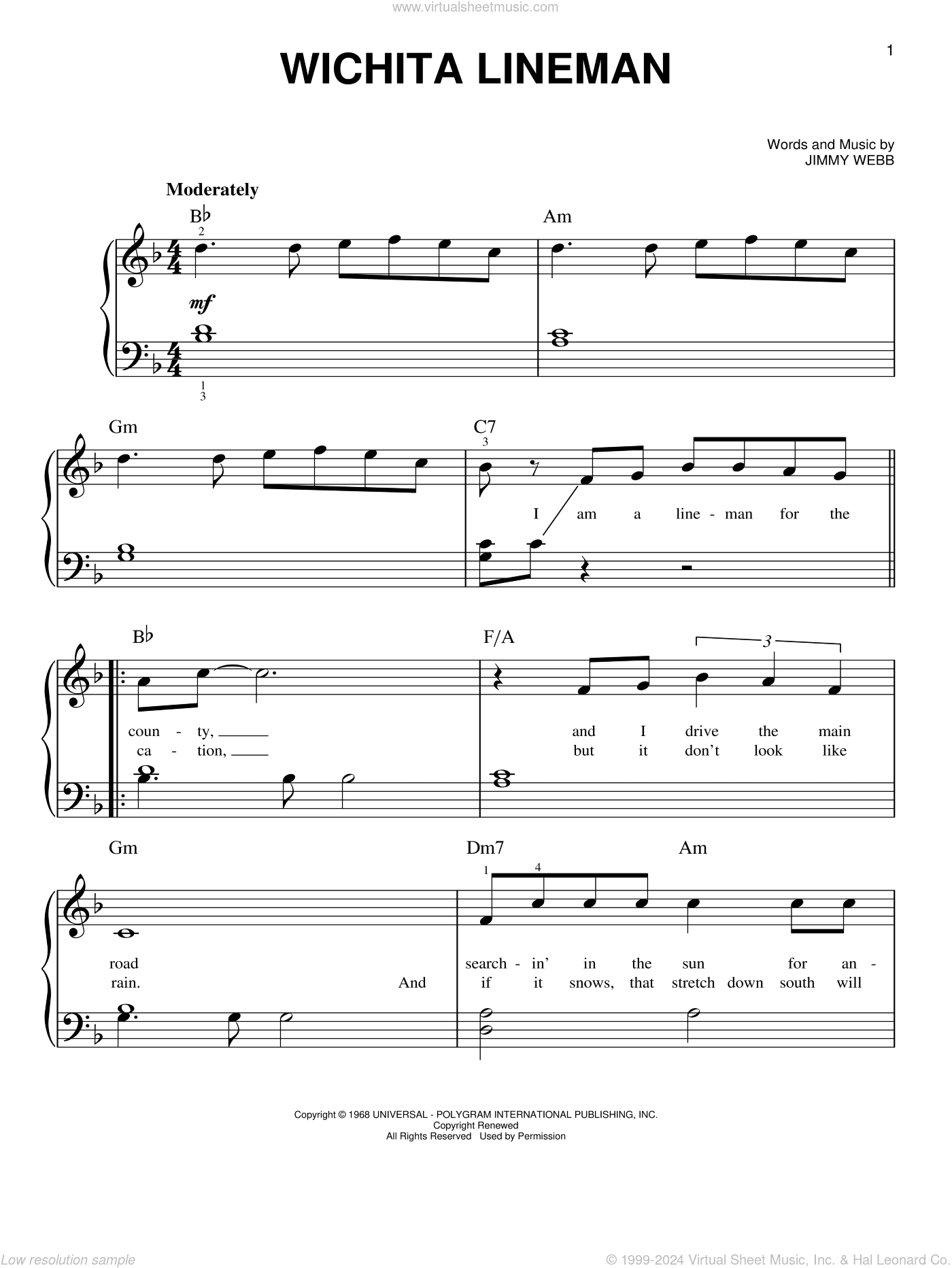 Wichita Lineman, (beginner)