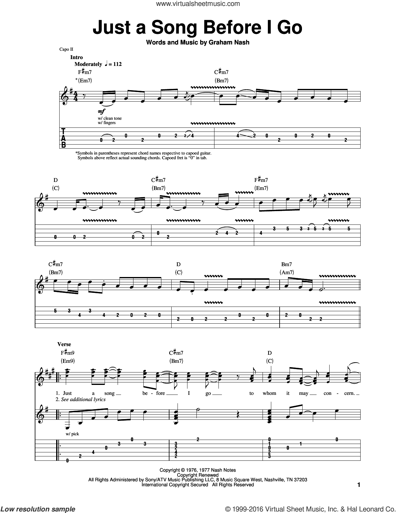 Just A Song Before I Go