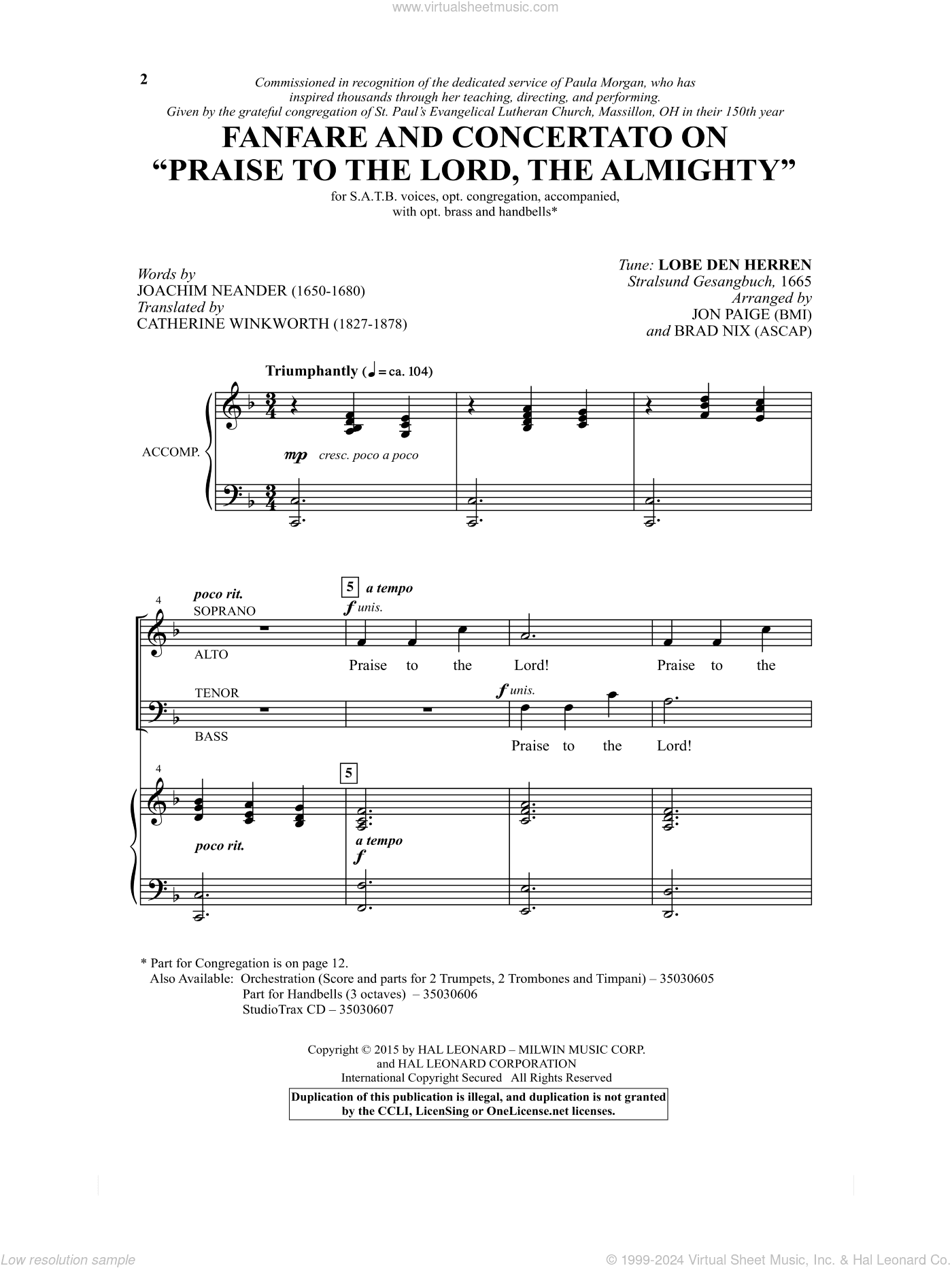 Praise To The Lord, The Almighty
