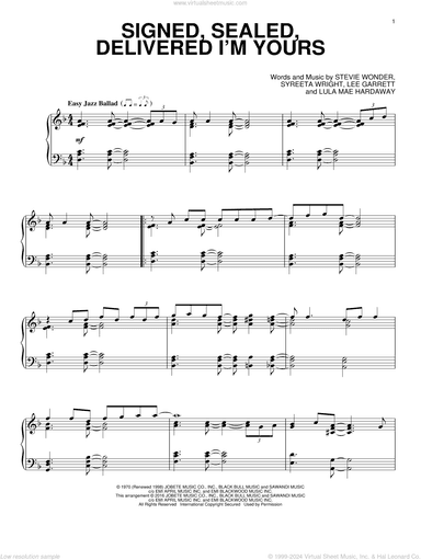 Signed, Sealed, Delivered I'm Yours [Jazz version]