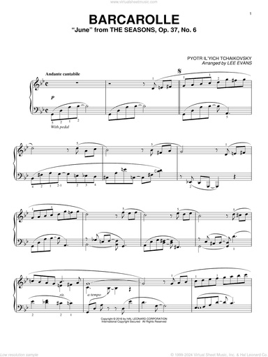 Barcarolle In G Minor ("June"), Op. 37, No. 6 (arr. Lee Evans)