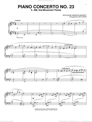 Piano Concerto In A Major, K.488, 2nd Movement