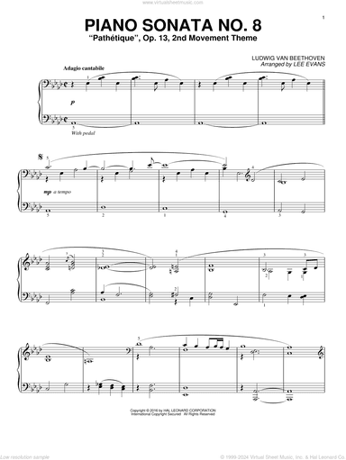 Piano Sonata No. 8, Op. 13 ("Pathetique"), 2nd Movement (arr. Lee Evans)