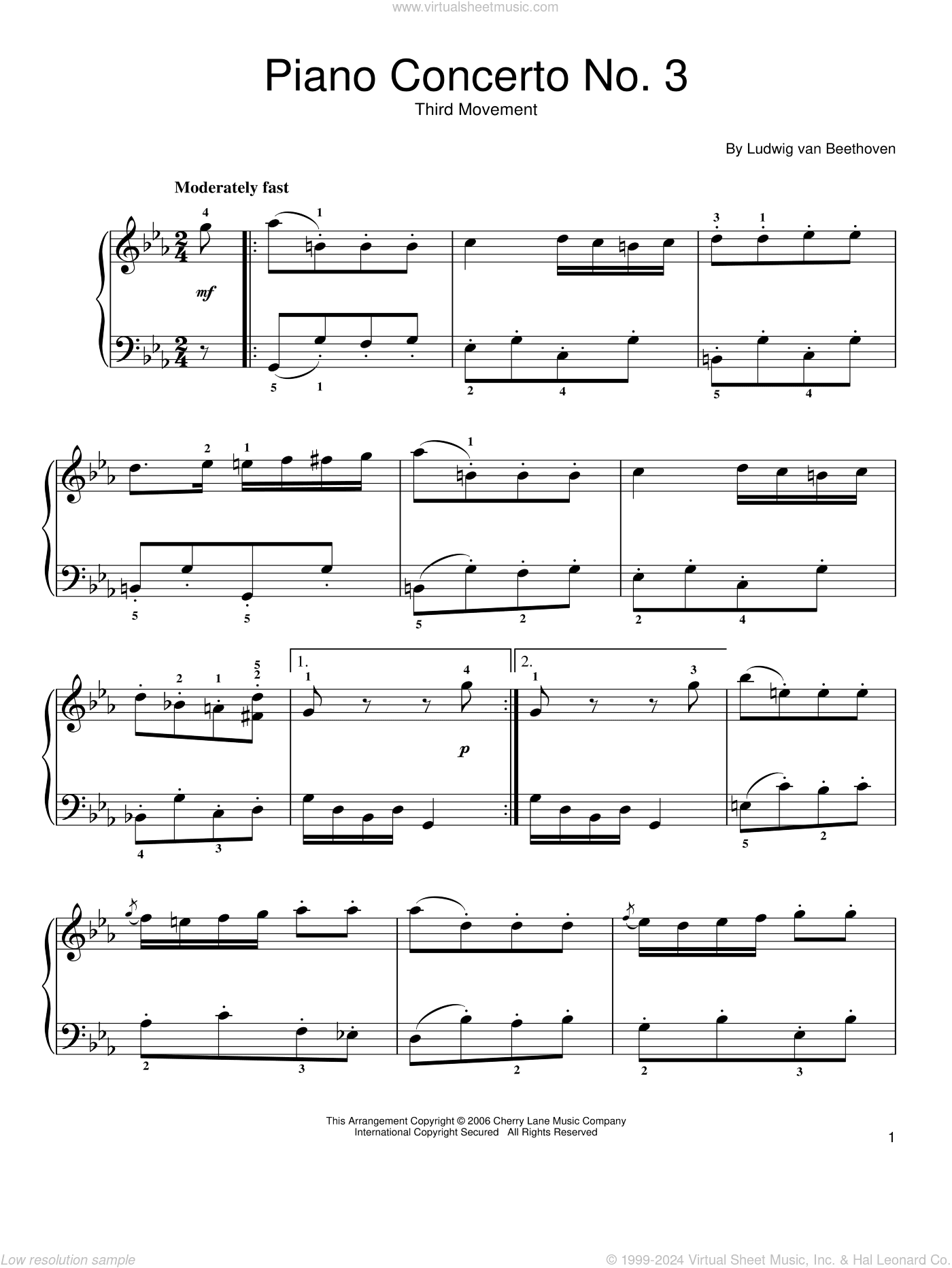 Piano Concerto No. 3, 3rd Movement, (easy)