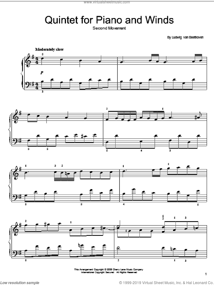 Quintet For Piano And Winds: Andante