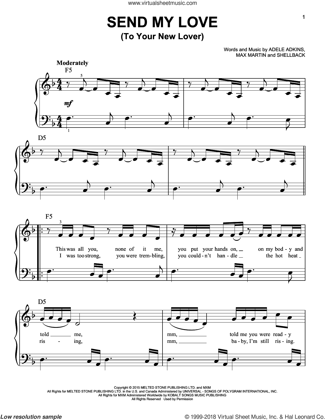 Send My Love (To Your New Lover), (easy)