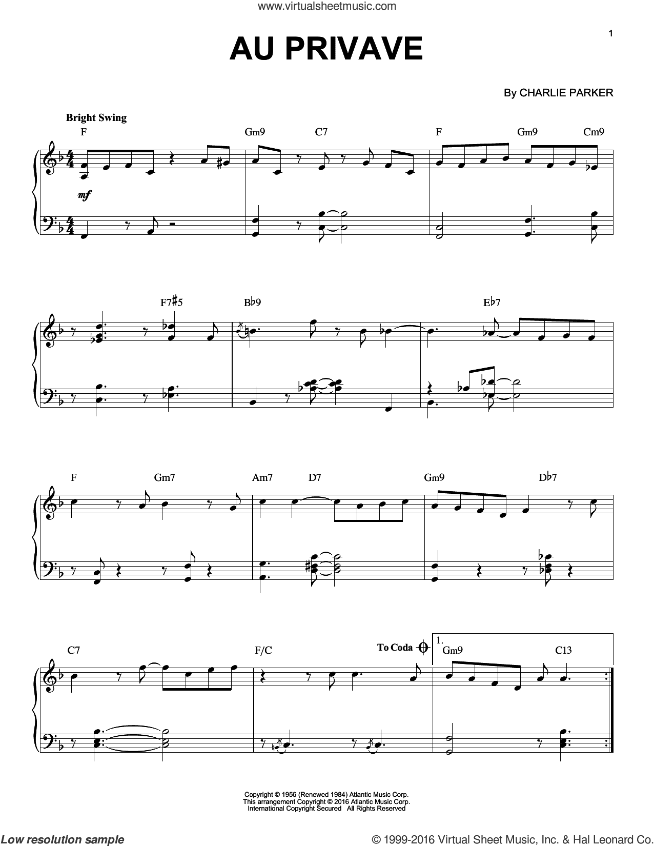 Au Privave (arr. Brent Edstrom)