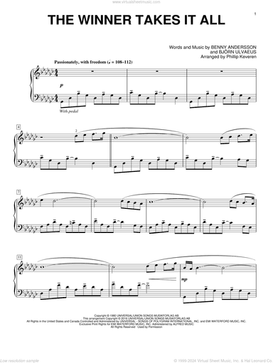 The Winner Takes It All (arr. Phillip Keveren)