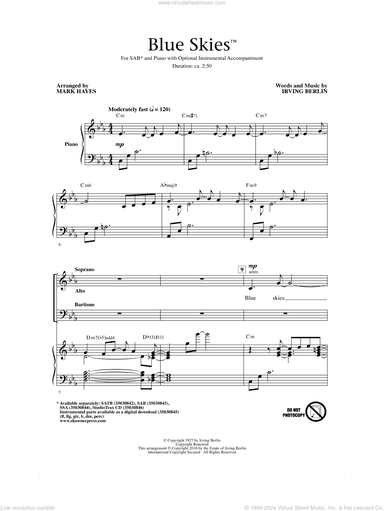 Blue Skies (arr. Mark Hayes)