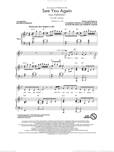 See You Again (feat. Charlie Puth) (arr. Roger Emerson)