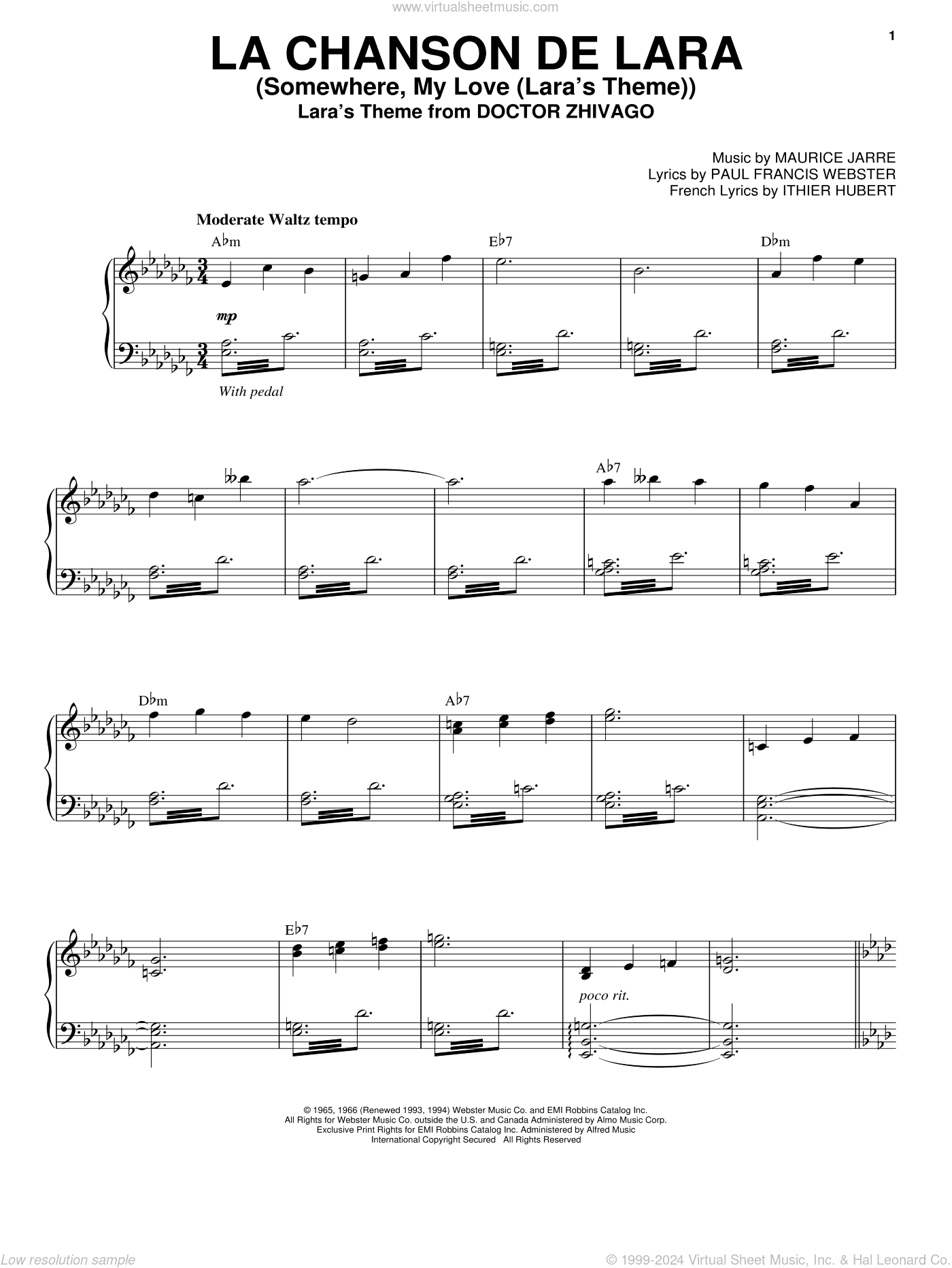 La Chanson De Lara (Somewhere, My Love (Lara's Theme))