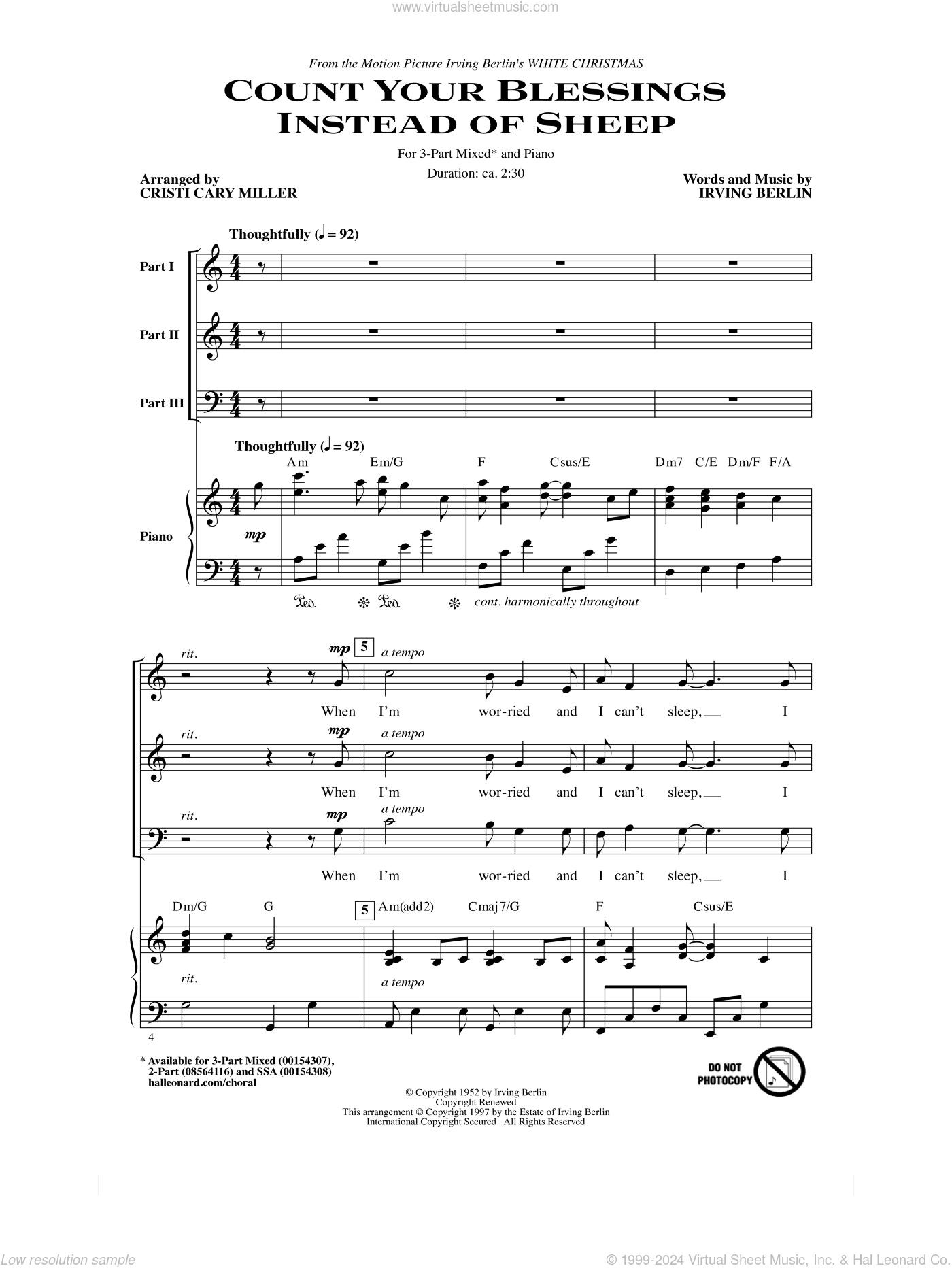 Count Your Blessings Instead Of Sheep (arr. Cristi Cary Miller)