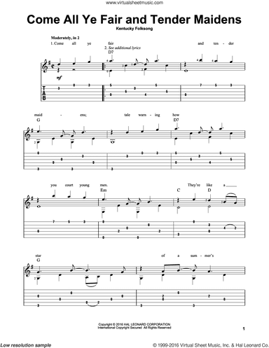Come All Ye Fair And Tender Maidens