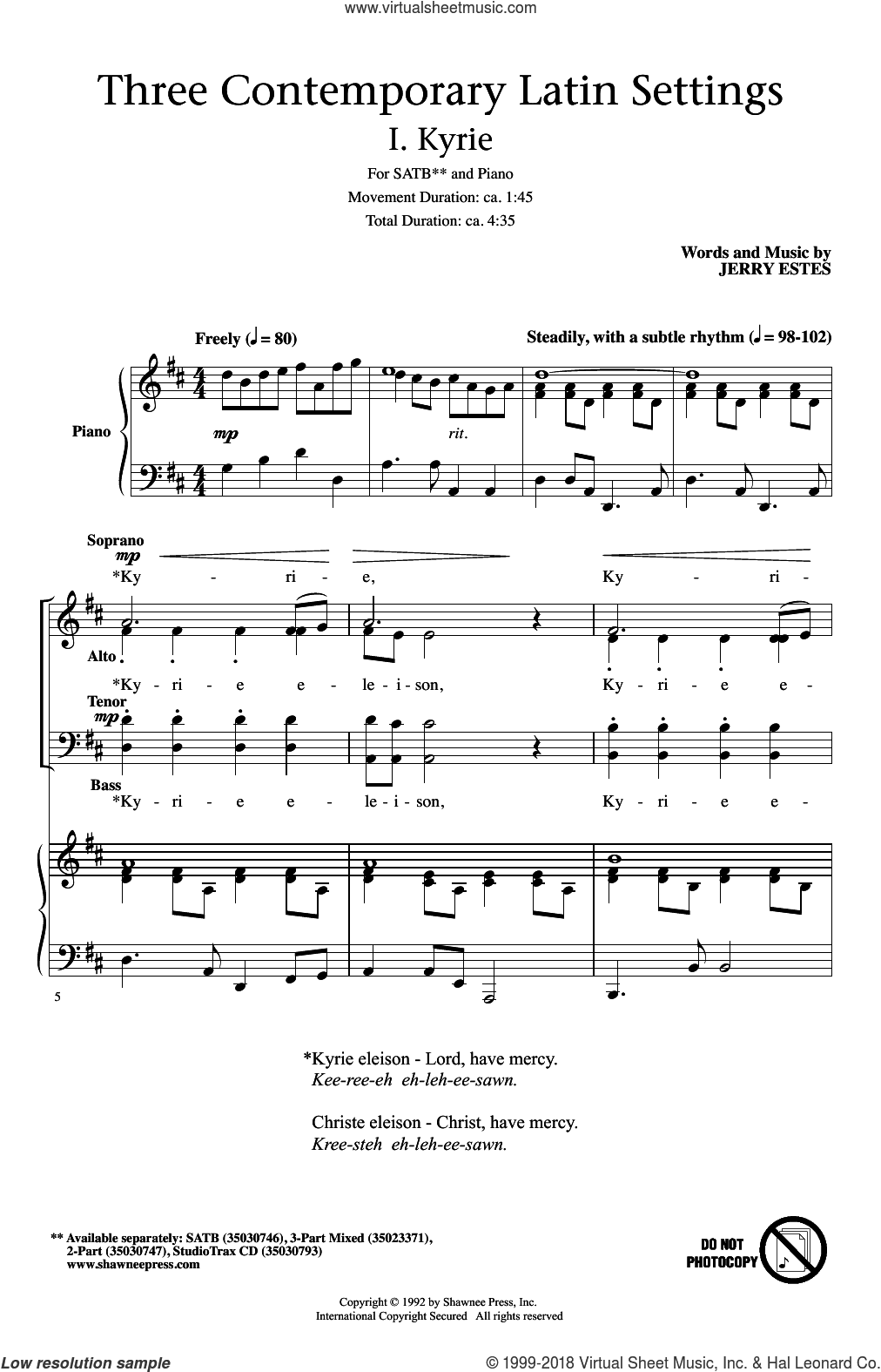 Three Contemporary Latin Settings