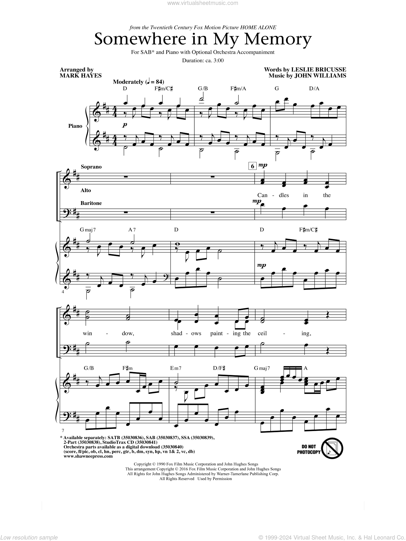 Somewhere In My Memory (arr. Mark Hayes)