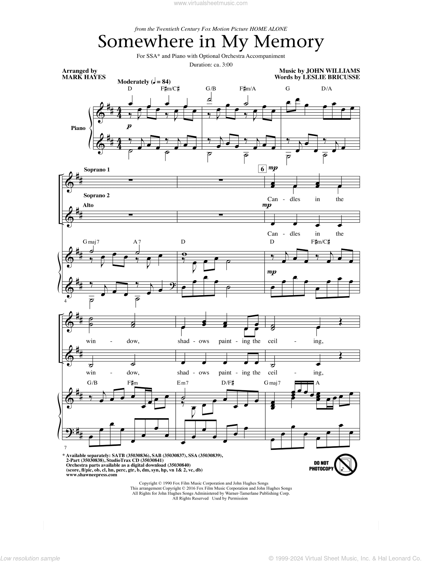 Somewhere In My Memory (arr. Mark Hayes)
