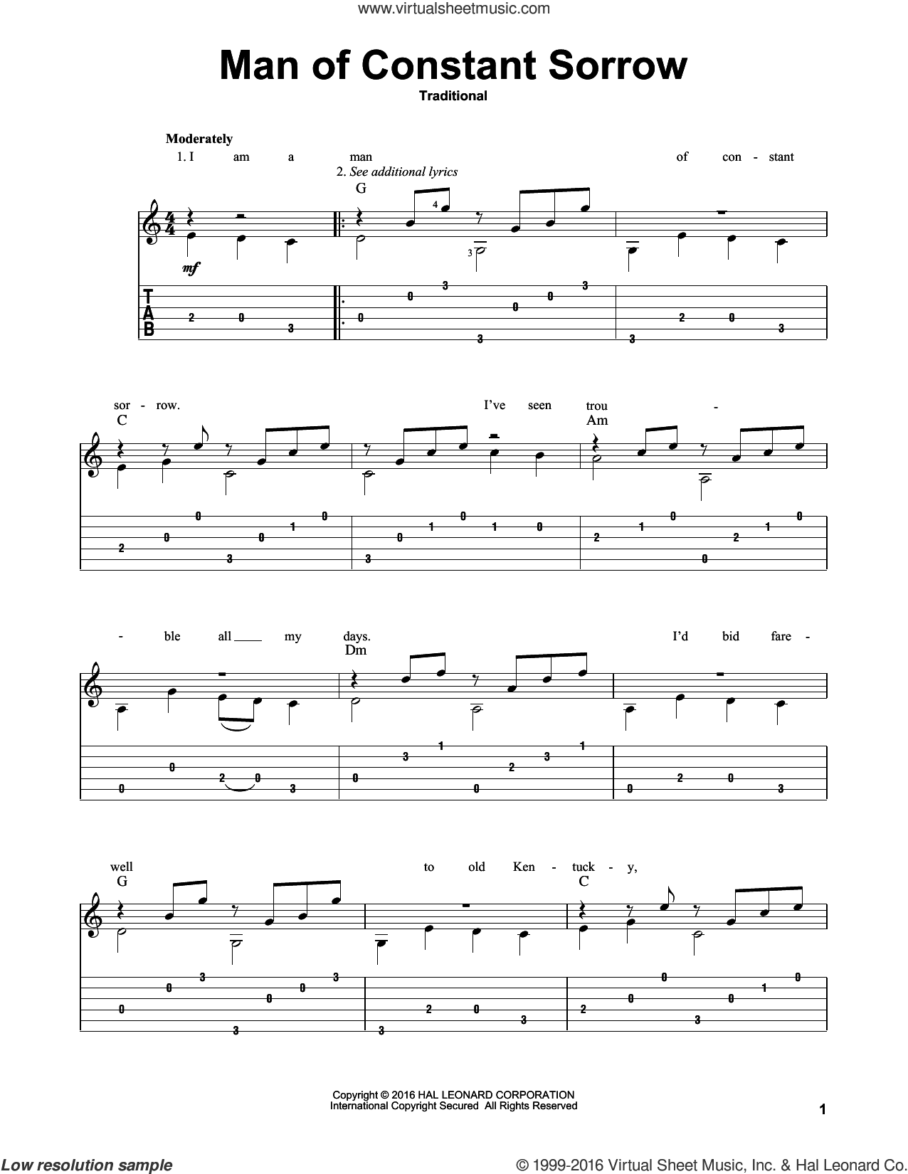 Man Of Constant Sorrow (arr. Mark Phillips)