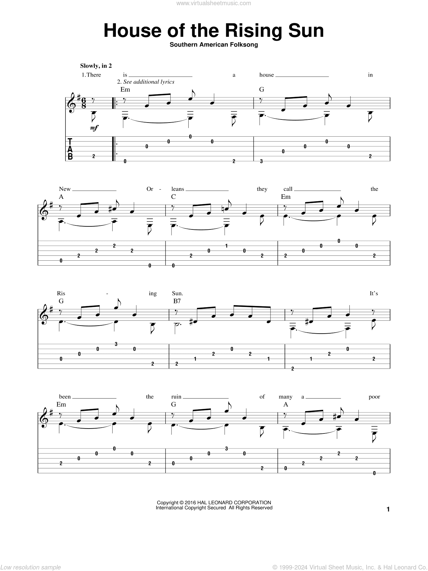 House Of The Rising Sun (arr. Mark Phillips)