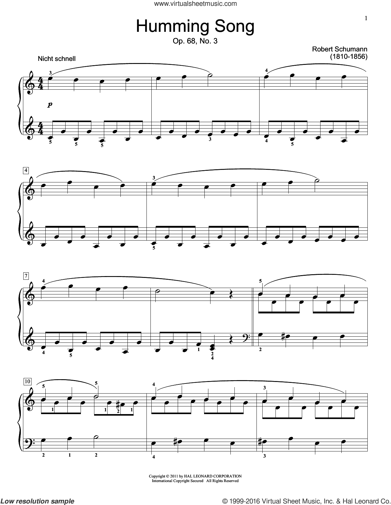 Humming Song, Op.68 #3