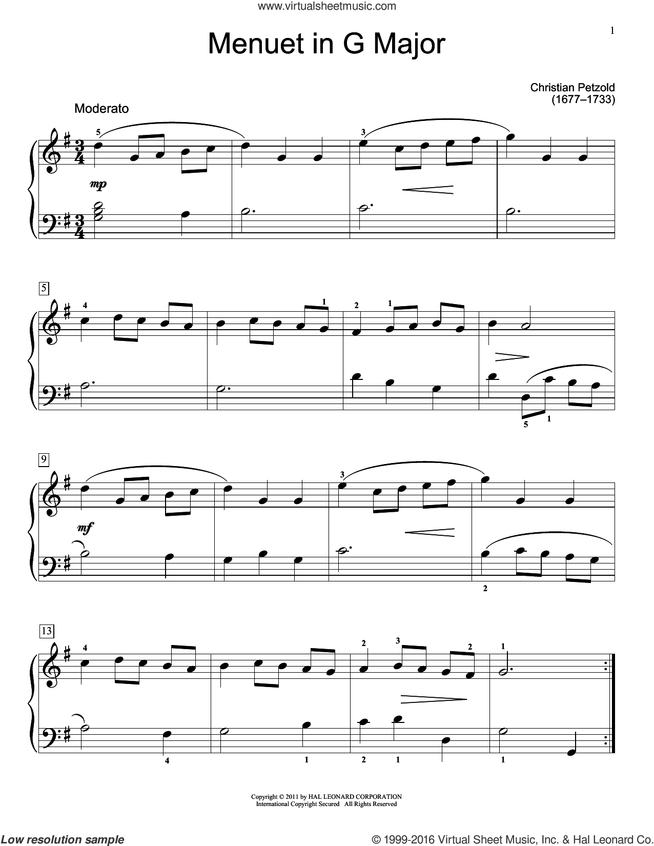 Menuet In G Major, BWV App. 114