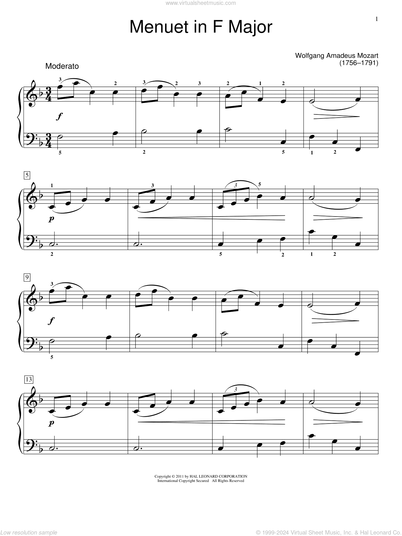Minuet In F Major, K. 2