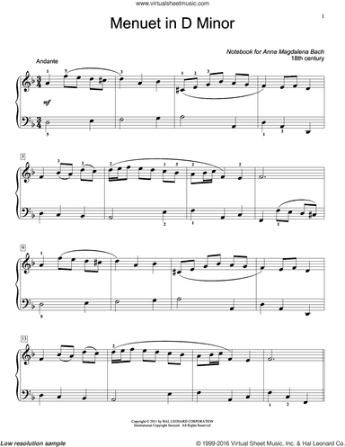 Menuet In D Minor, BWV App. 132