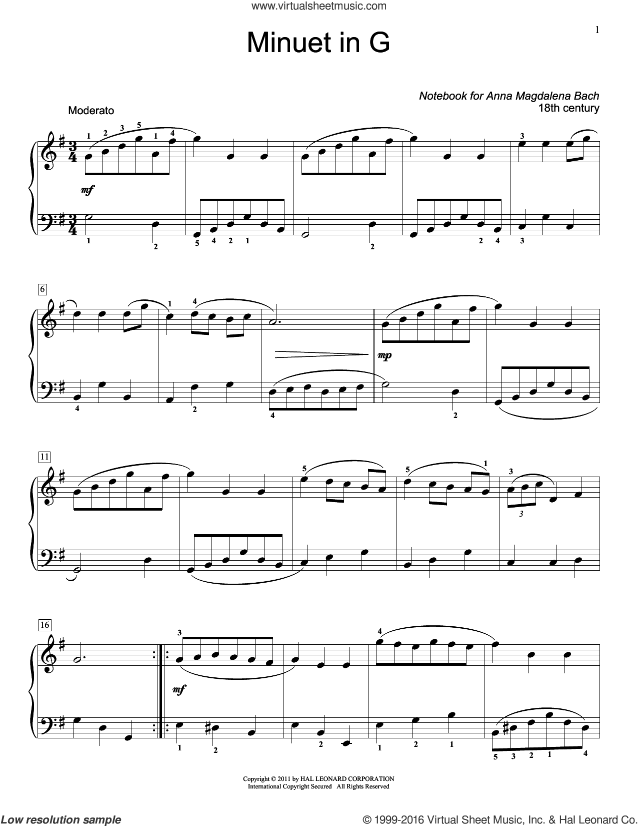 Menuet In G Major, BWV App. 116