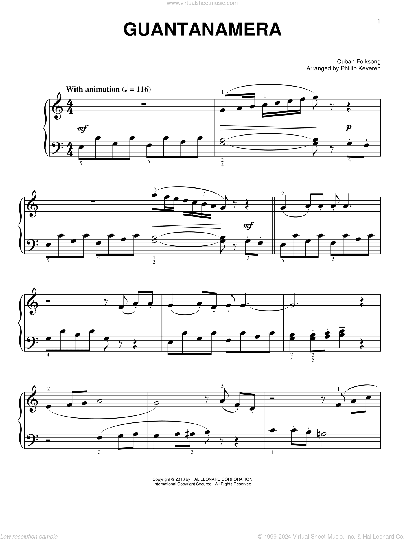 Guantanamera [Classical version] (arr. Phillip Keveren)