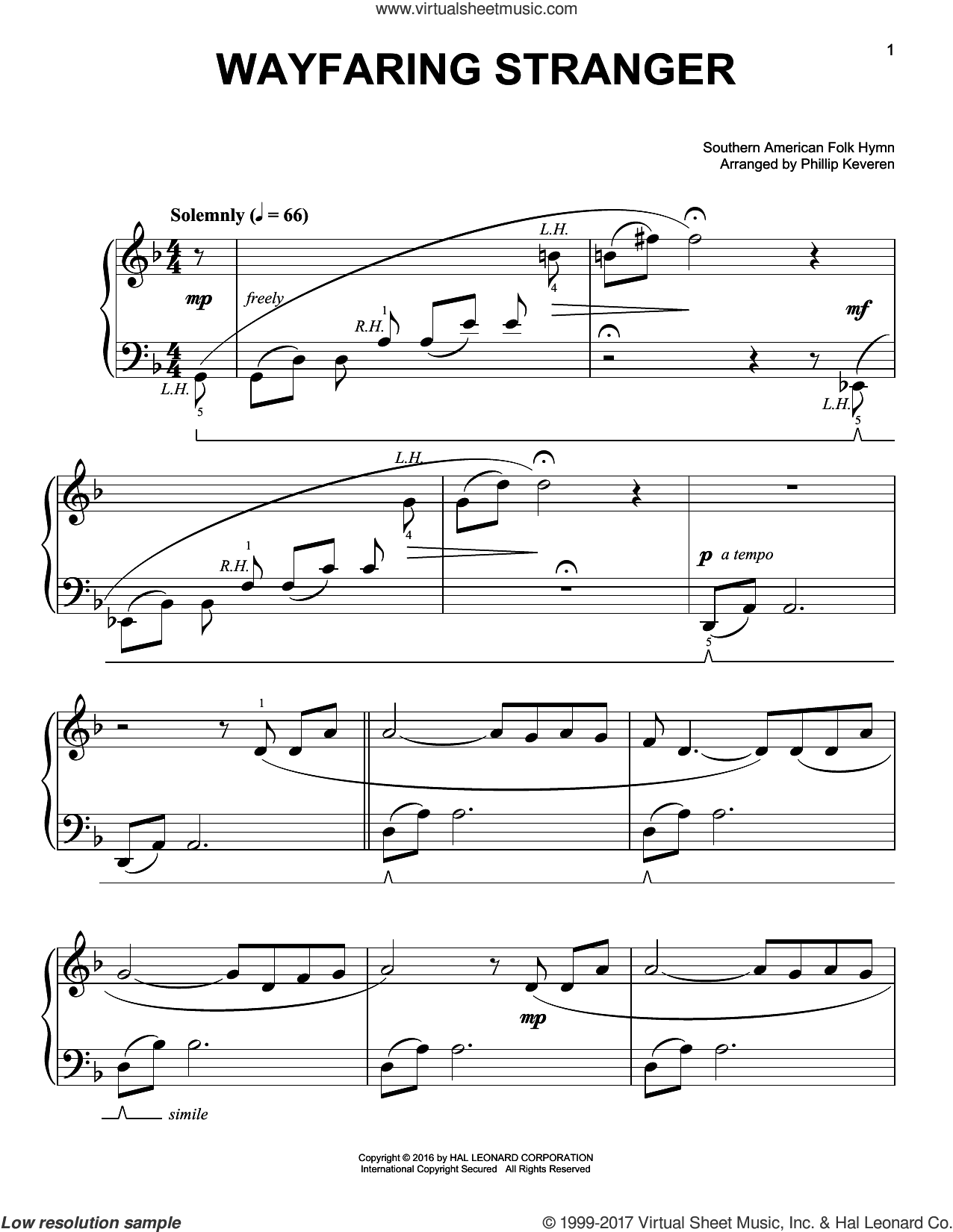 Wayfaring Stranger, (easy)