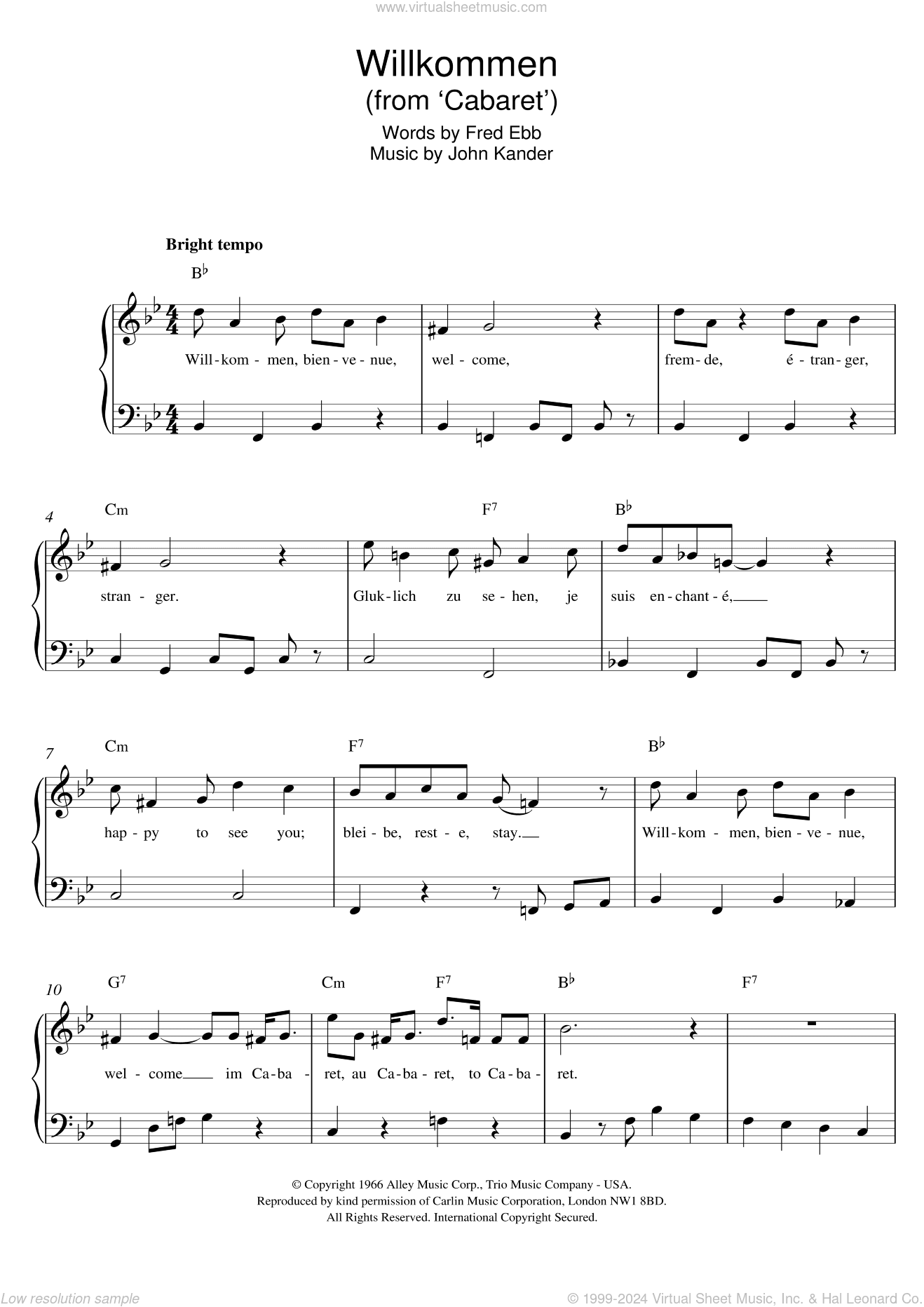 Willkommen (from Cabaret)