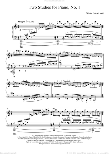 Two Studies For Piano, 1. Allegro