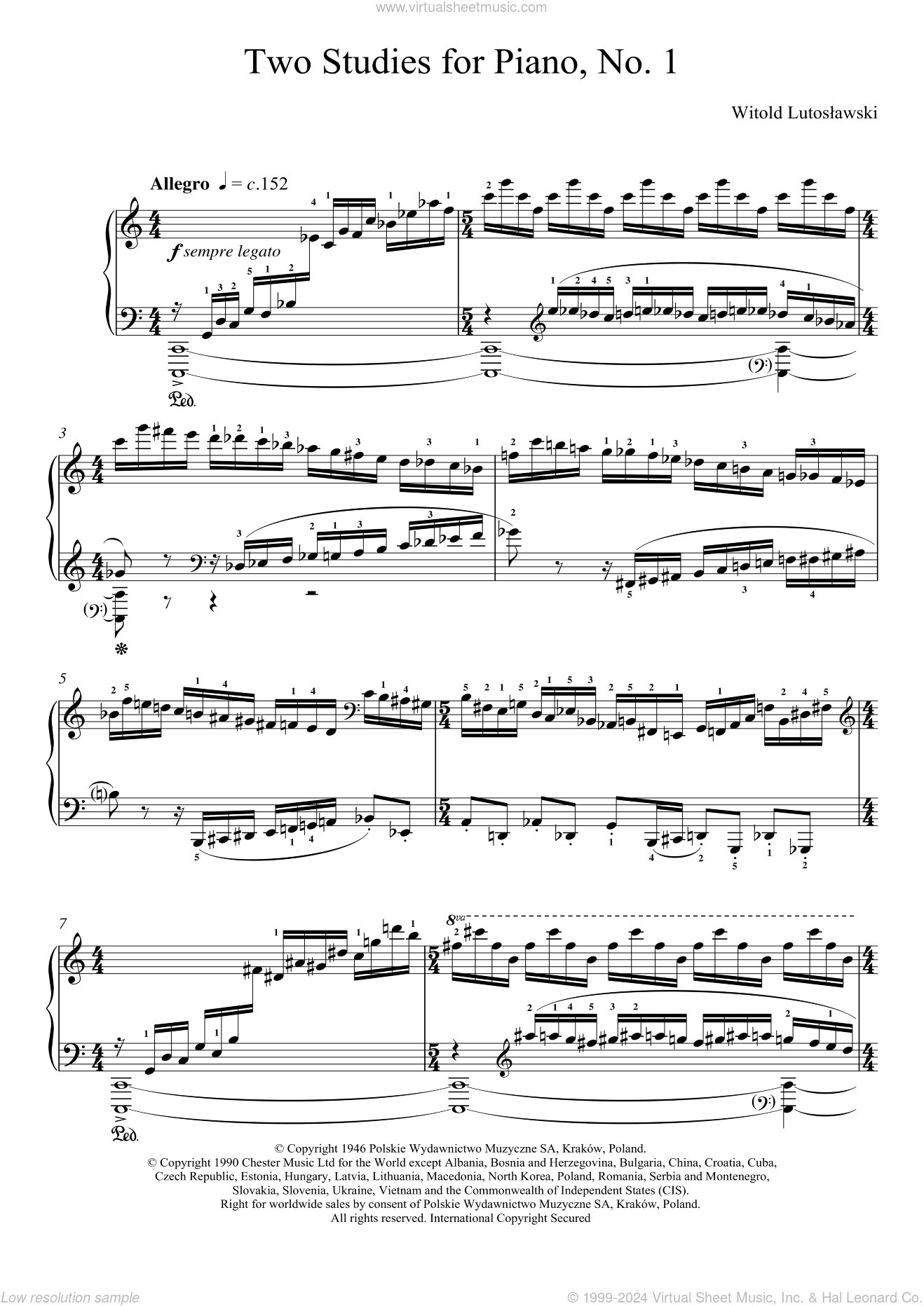 Two Studies For Piano, 1. Allegro