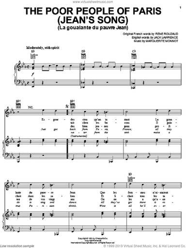 The Poor People Of Paris (Jean's Song)