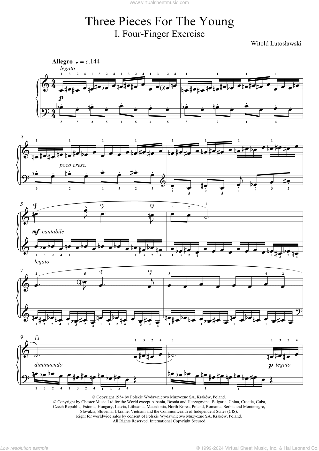Three Pieces For The Young, 1. Four Finger Exercise