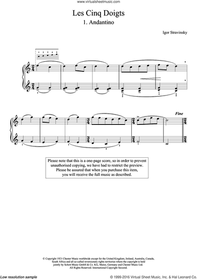 Andantino (No. 1 From Les Cinq Doigts)