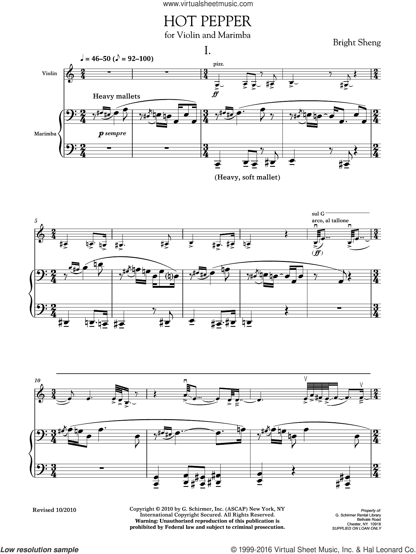 Hot Pepper (for Violin and Marimba)