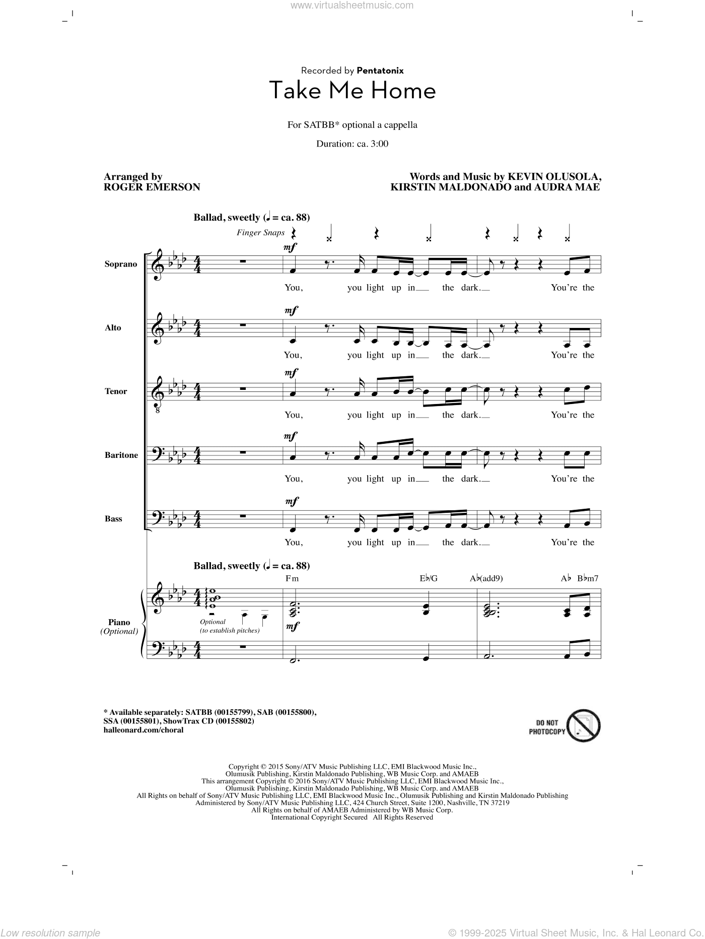 Take Me Home (arr. Roger Emerson)