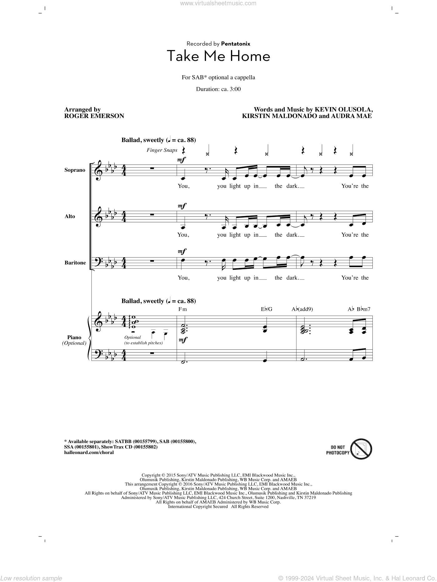 Take Me Home (arr. Roger Emerson)