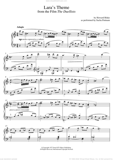 Lara's Theme (From The Duellists) (as performed by Sacha Puttnam)