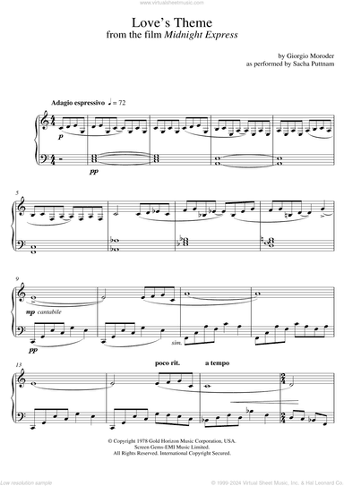 Love's Theme (from Midnight Express) (as performed by Sacha Puttnam)