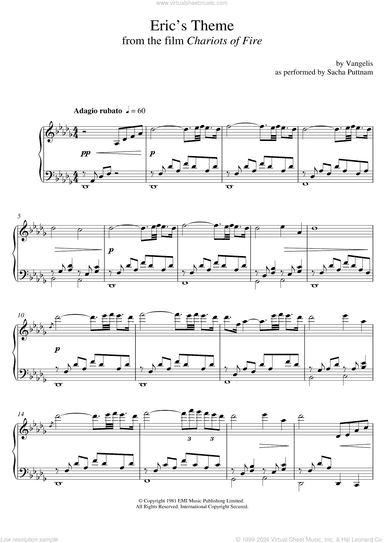 Eric's Theme (from Chariots Of Fire) (as performed by Sacha Puttnam)