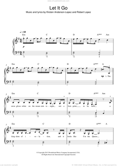 Let It Go (from Frozen), (easy)
