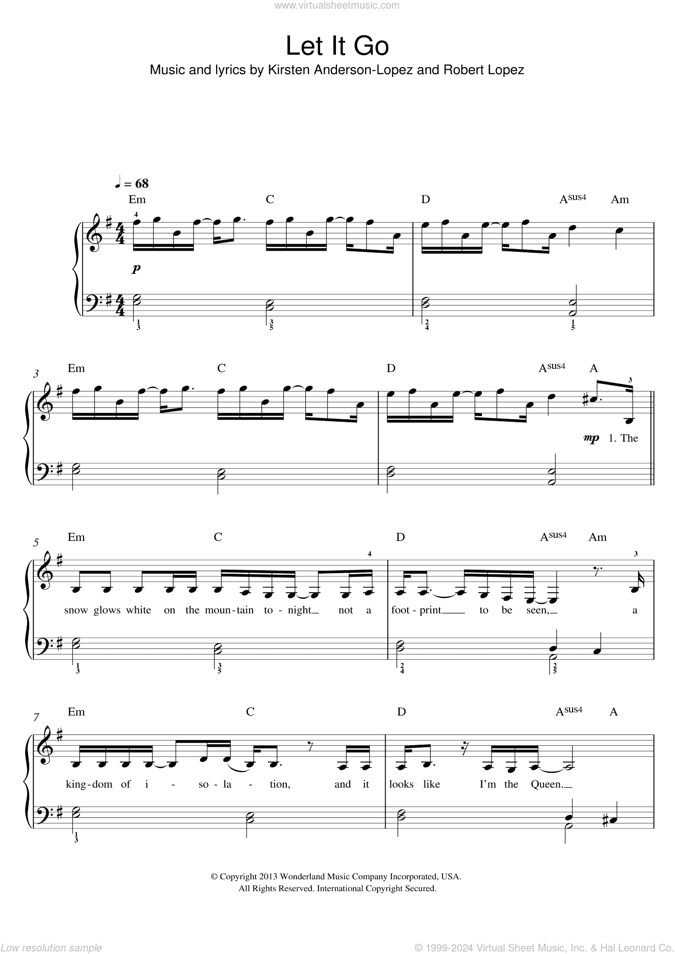 Let It Go (from Frozen), (easy)