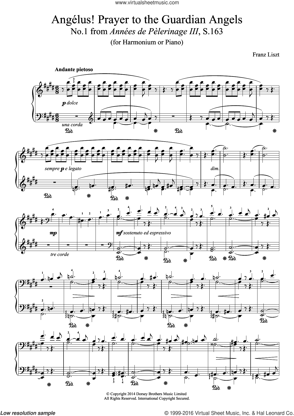 Annees De Pelerinage III, No.1: Angelus! Prayer To The Guardian Angels
