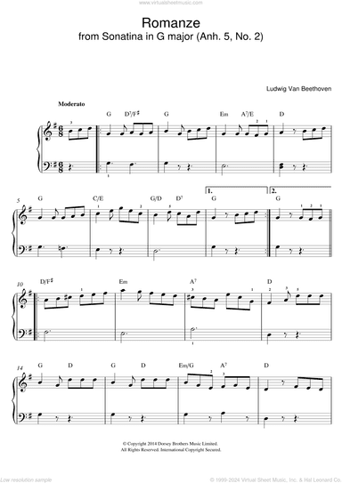 Romanze From Sonatina In G Major (Anh. 5, No. 2)
