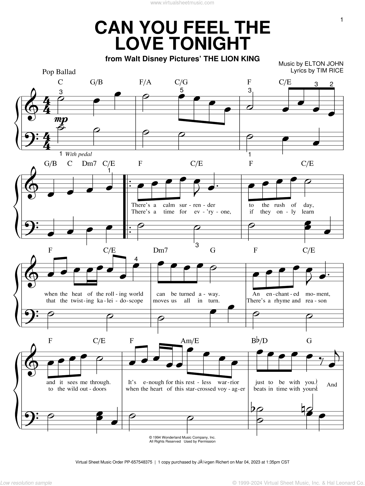 Can You Feel The Love Tonight (from The Lion King)
