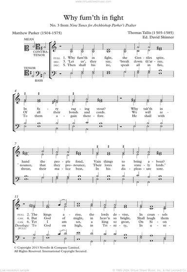 Why Fum'th In Fight (From Nine Tunes For Archbishop Parker's Psalter)