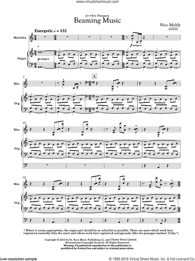 Beaming Music (for Marimba and Organ)