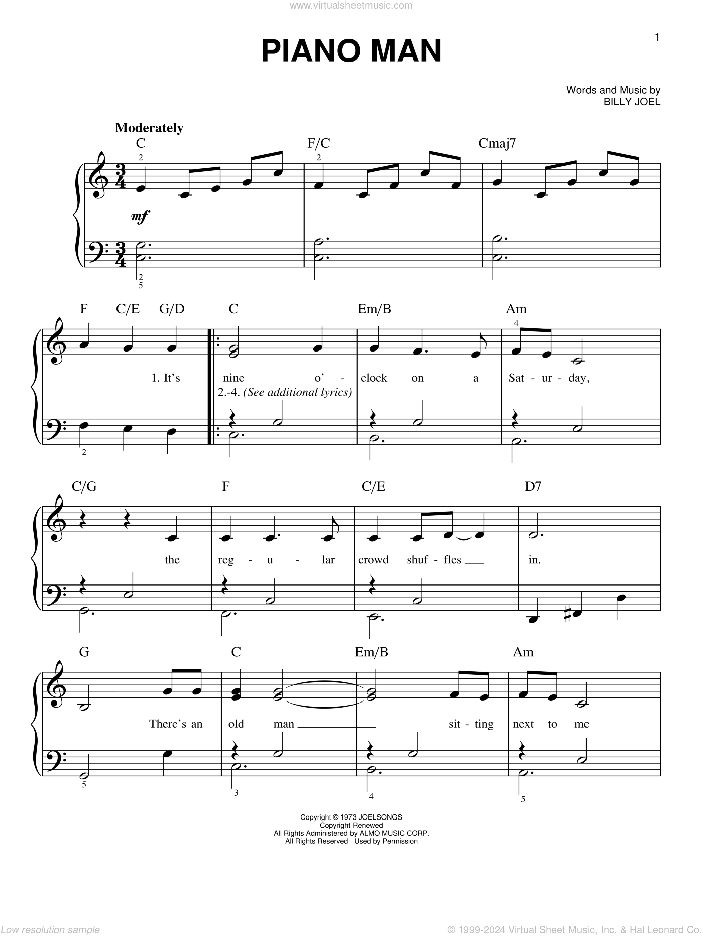 Piano Man, (beginner)